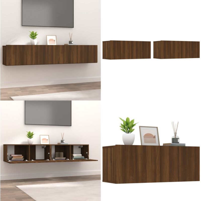 Vidaxl - Meubles tv 2 pcs chêne marron 80x30x30 cm bois ingénierie - Meuble Tv - Meuble Téléviseur - Rangement Murale - Étagère Tv - Support Tv