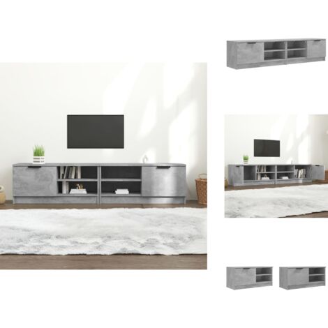 Meubles TV 2 pcs Gris béton 80x35x36,5 cm Bois d'ingénierie - Meuble Tv Gris - Meuble Tv Design - Meuble Tv Industriel - Support Tv - Unité Tv