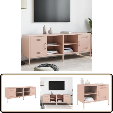Meubles TV 2 pcs rose 68x39x50,5 cm acier - Meuble Tv Industriel - Meuble Tv Rose - Meuble Tv Design - Rangement Tv - Support Tv Mural
