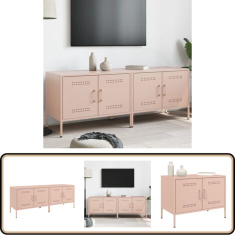 Meubles TV 2 pcs rose 68x39x50,5 cm acier - Meuble Tv Industriel - Meuble Tv Rose - Meuble Tv Design - Support Tv Mural - Rangement Tv