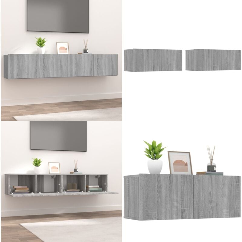 Vidaxl - Meubles tv 2 pcs sonoma gris 80x30x30 cm bois d'ingénierie - Meuble Tv - Meuble Téléviseur - Rangement Murale - Étagère Murale - Support Tv