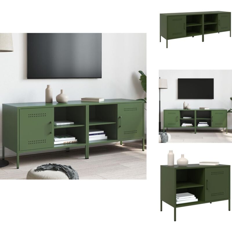 Vidaxl - Meubles tv 2 pcs vert olive 68x39x50,5 cm acier - Meuble Tv Industriel - Meuble Tv Design - Meuble Tv Acier - Rangement Tv - Support Tv Mural