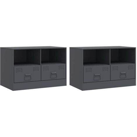 Meubles TV 2 pcs，Banc TV，Armoire TV anthracite 67x39x44 cm acier CFW269485