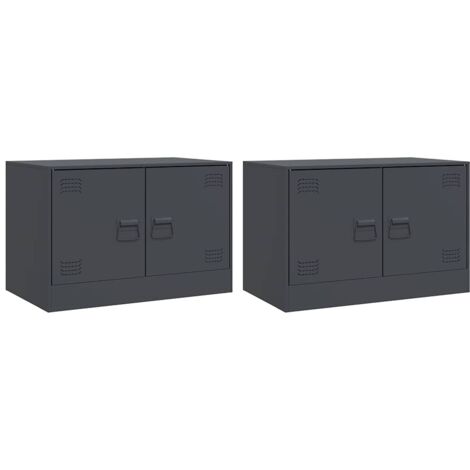 Meubles TV 2 pcs，Banc TV，Armoire TV anthracite 67x39x44 cm acier CFW312211