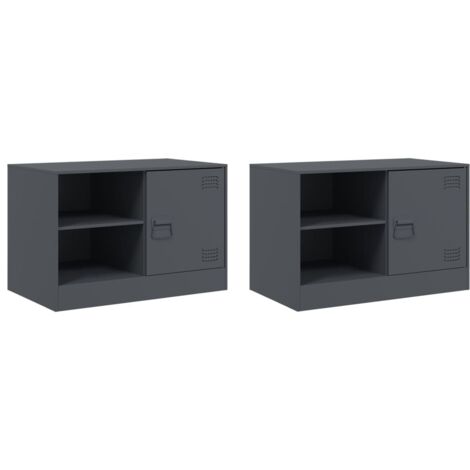 Meubles TV 2 pcs，Banc TV，Armoire TV anthracite 67x39x44 cm acier CFW332985