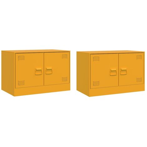 Meubles TV 2 pcs，Banc TV，Armoire TV jaune moutarde 67x39x44 cm acier CFW649941