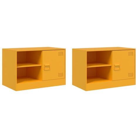 Meubles TV 2 pcs，Banc TV，Armoire TV jaune moutarde 67x39x44 cm acier CFW996591
