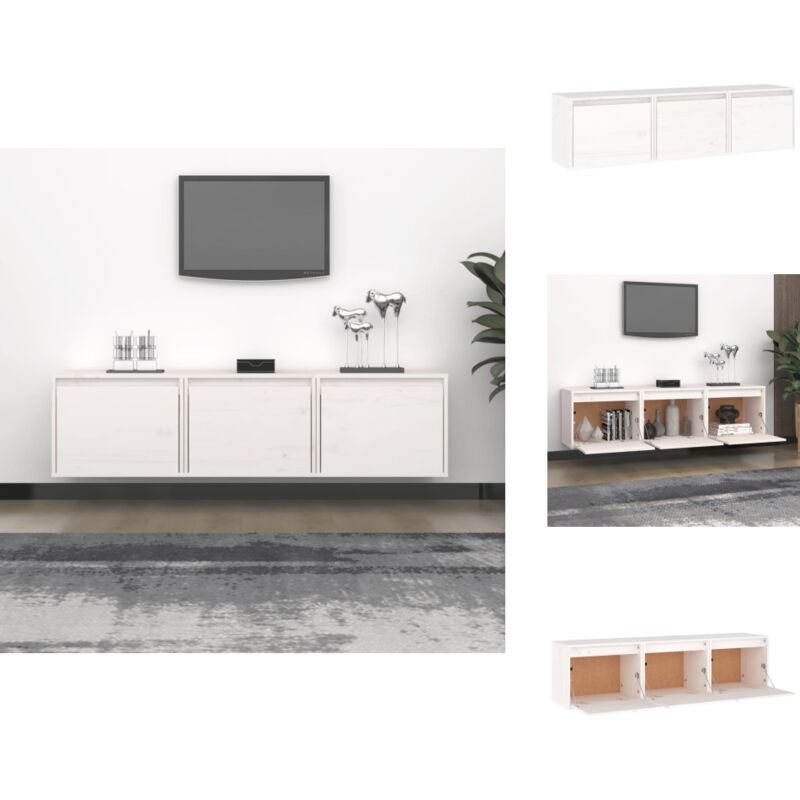 Vidaxl - Meubles tv 3 pcs Blanc Bois massif de pin - Meuble Tv - Meuble Suspendu - Rangement Mural - Bibliothèque Murale - Décoration Murale