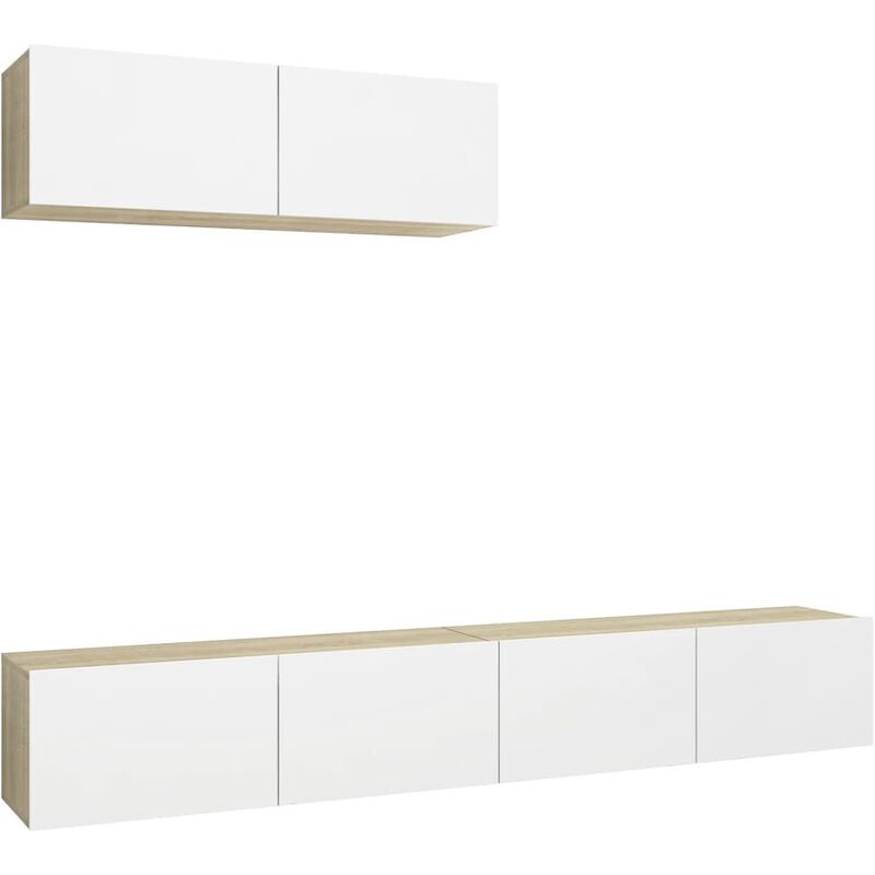 Vidaxl - Meubles TV 3 pcs Blanc et chêne sonoma Aggloméré