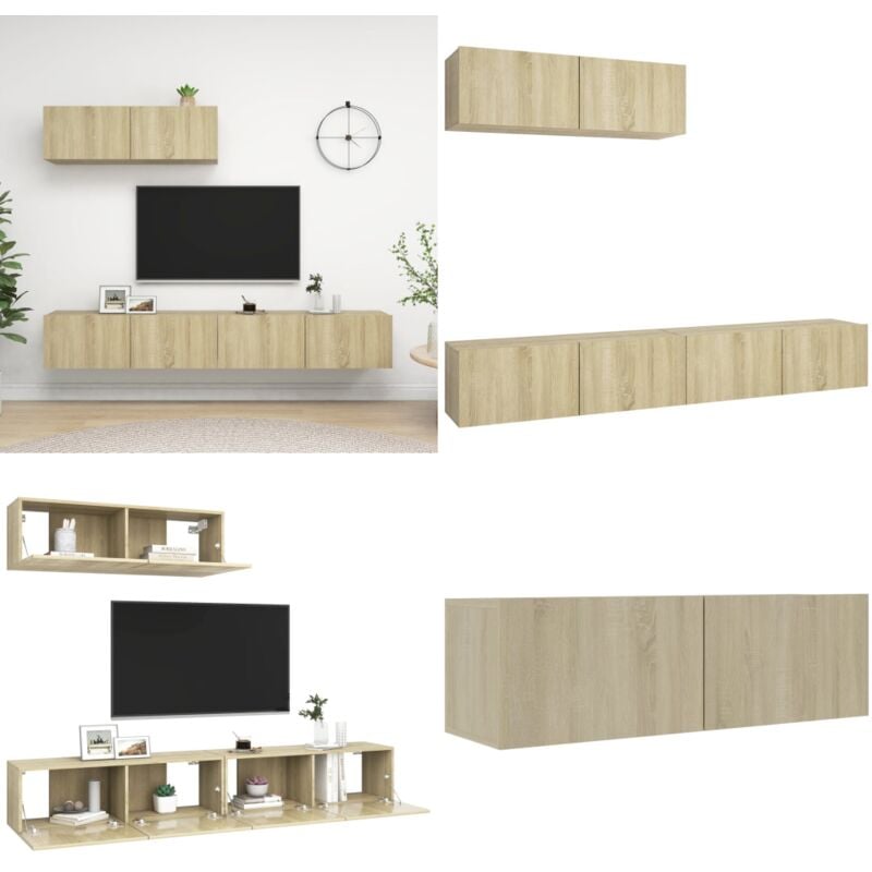 Vidaxl - Meubles tv 3 pcs Chêne sonoma Bois d'ingénierie - Meuble Tv Mural - Meuble Tv Suspendue - Armoire Hifi - Étagère Murale - Rangement Tv