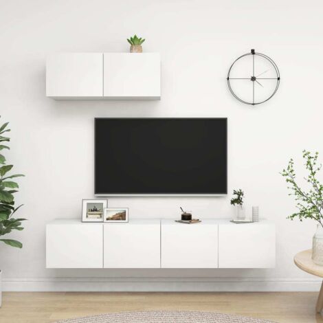 Meubles TV 3 pcs pour Salon - Armoire TV Blanc Aggloméré BV964132 - BonneVie