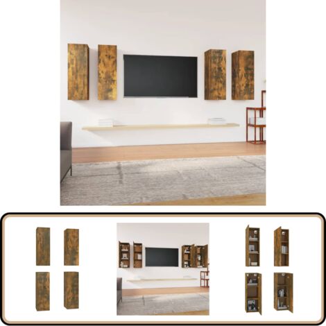 Meubles TV 4 pcs Chêne fumé 30,5x30x90 cm Bois d'ingénierie - Meuble Tv Suspendu - Meuble Tv Moderne - Armoire Murale - Rangement Tv - Étagère Tv