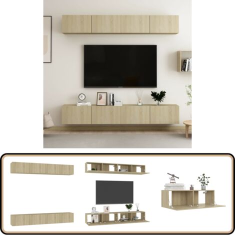 Meubles TV 4 pcs Chêne sonoma 100x30x30 cm Bois d'ingénierie - Meuble Tv Mural - Meuble Tv Moderne - Meuble Tv Chêne Sonoma - Support Tv - Étagère Murale