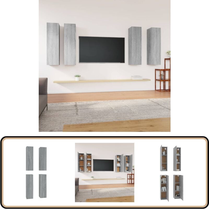 Vidaxl - Meubles tv 4 pcs Sonoma gris 30,5x30x110 cm Bois d'ingénierie - Meuble Tv Suspendu - Meuble Tv Moderne - Armoire Murale - Rangement Tv