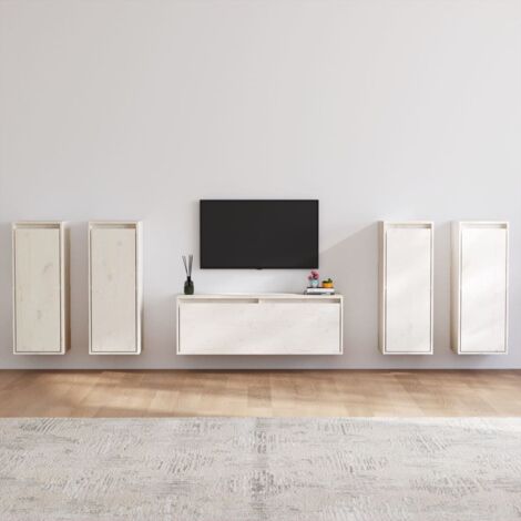 Meubles TV 5 pcs  Bancs TV Armoires de rangement Blanc Bois massif de pin 35387