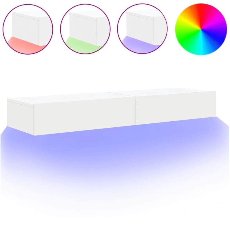 Les Tendances – Meuble TV avec éclairage LED – 2 pcs en bois d'ingénierie blanc – Dimensions 60x35x15,5 cm – Résistant à l'humidité Les Tendances – Meuble TV avec éclairage LED – 2 pcs en bois d'ingénierie blanc – Dimensions 60x35x15,5 cm – Résistant à l'humidité