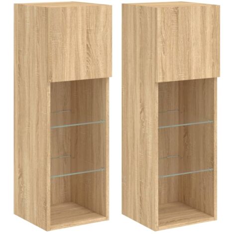 Meubles TV avec lumières LED 2 pcs chêne sonoma 30,5x30x90