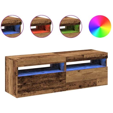 Meubles TV avec lumières LED 2 pcs，Banc TV，Armoire TV vieux bois bois d'ingénierie CFW667774