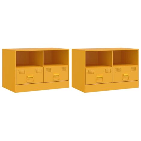 Meubles TV  Banc TV  Armoire TV 2 pcs jaune moutarde 67x39x44 cm acier