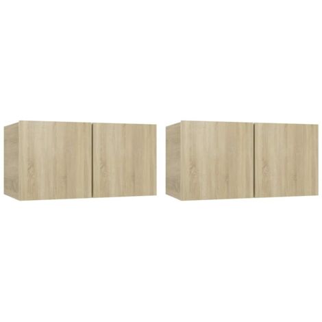 Meubles TV  Banc TV  Armoire TV suspendus 2 pcs Chêne sonoma 60x30x30 cm