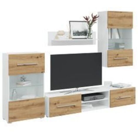 Meubles TV et lumière LED 5 pcs chêne artisanal bois ingénierie