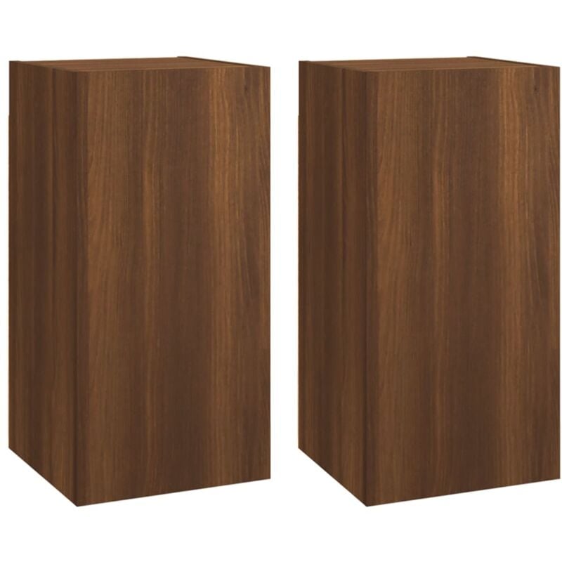 Meubles tv multimédia étagère télévision buffet téléviseur salle à manger salon chambre 2 pièces chêne 30,5 x 30 x 60 cm bois d'ingénierie brun