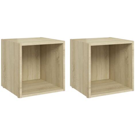 Meubles TV multimédia étagère télévision buffet téléviseur salle à manger salon chambre 2 pièces chêne sonoma 37 x 35 x 37 cm bois d’ingénierie brun