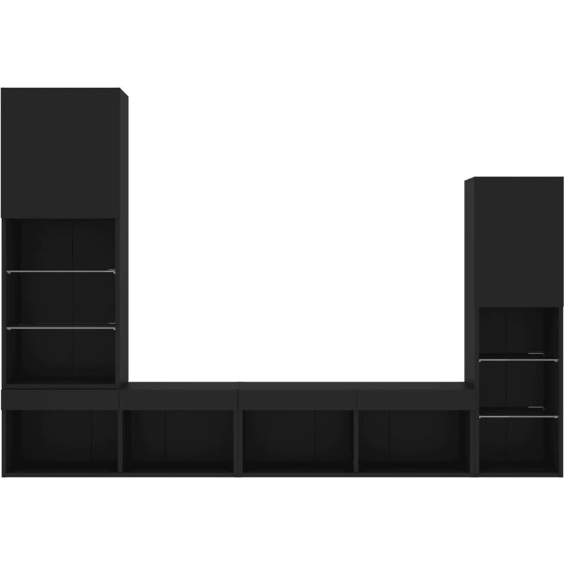 Meubles tv multimédia étagère télévision buffet téléviseur salle à manger salon chambre avec led 4 pièces bois d'ingénierie noir