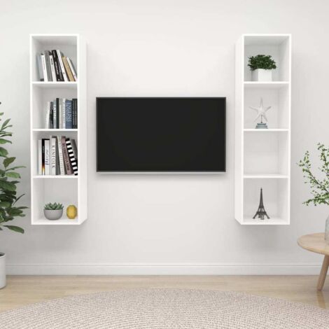 Meubles TV muraux 2 pcs Blanc Bois d'ingénierie vidaXL