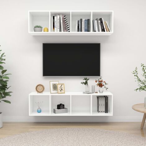Meubles TV muraux 2 pcs Blanc Bois d'ingénierie vidaXL