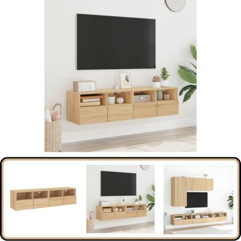 Meubles TV muraux 2 pcs chêne sonoma 60x30x30cm bois ingénierie - Meuble Tv Mural - Meuble Tv Flottant - Armoire Tv Murale - Rangement Tv - Design Mural