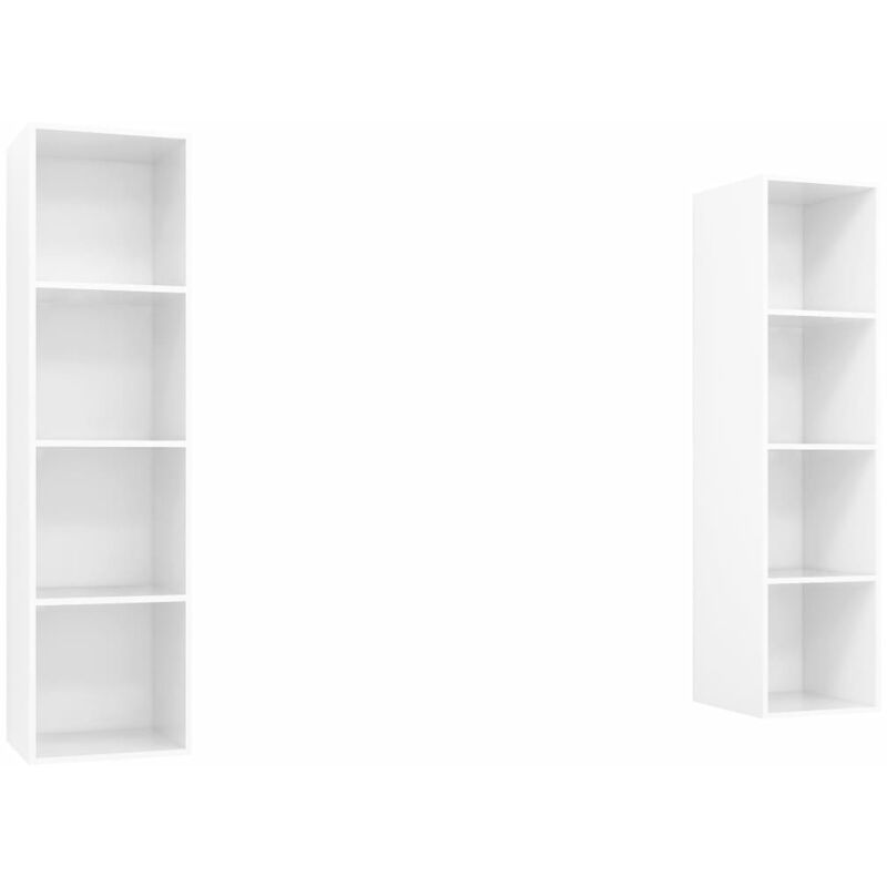 Meubles TV muraux 2 pcs Blanc brillant Aggloméré