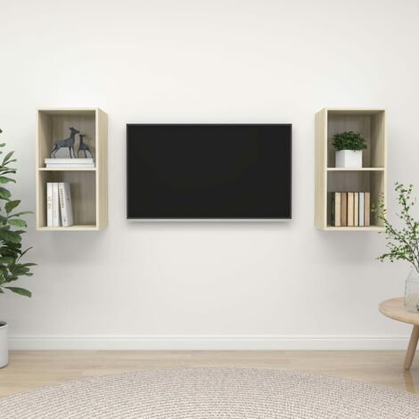 Meubles TV muraux 2 pcs Moderne - Meubles de rangement - Buffet Salon - Chêne sonoma Aggloméré Chic-278468