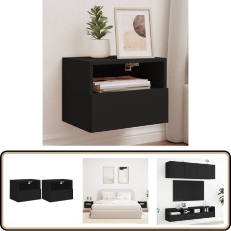 Meubles TV muraux 2 pcs noir 40x30x30 cm bois d'ingénierie - Meuble Tv Mural - Meuble Tv Flottant - Armoire Tv Murale - Rangement Mural - Design Mural