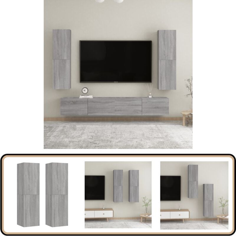 Vidaxl - Meubles tv muraux 2 pcs Sonoma gris 30,5x30x110 cm - Meuble Tv Mural - Meuble Tv Suspendu - Étagère Murale - Rangement Mural - Mobilier