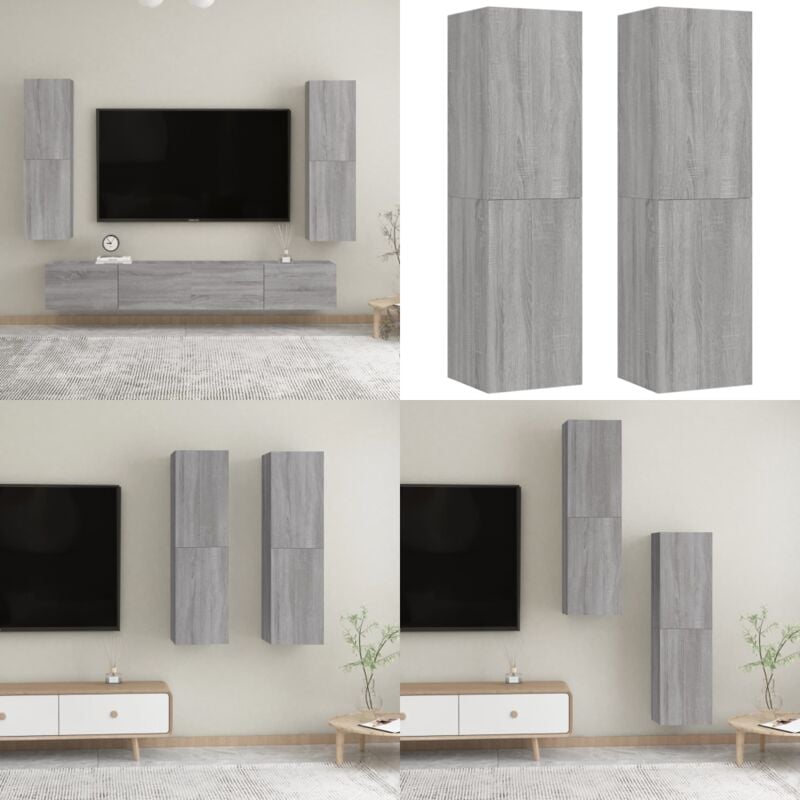 Vidaxl - Meubles tv muraux 2 pcs Sonoma gris 30,5x30x110 cm - Meuble Tv Mural - Meuble Tv Suspendu - Étagère Murale - Rangement Mural - Mobilier
