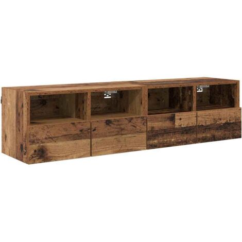 Meubles TV muraux 2 pcs，Banc Tv Moderne，Meuble De Rangement Bois Ancien 60 x 30 x 30 cm CFW35856