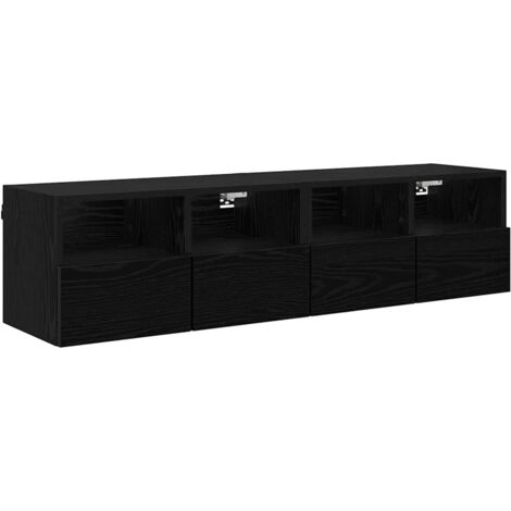 Meubles TV muraux 2 pcs，Banc Tv Moderne，Meuble De Rangement Chêne noir 60 x 30 x 30 cm CFW78223