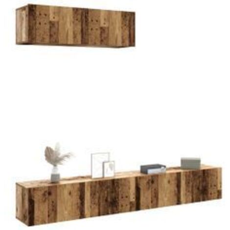 Meubles TV muraux 3 pcs vieux bois 100x30x30 bois ingénierie