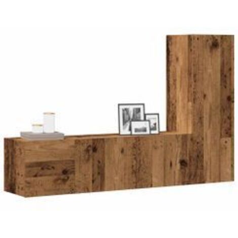 Meubles TV muraux 3 pcs vieux bois bois d'ingénierie