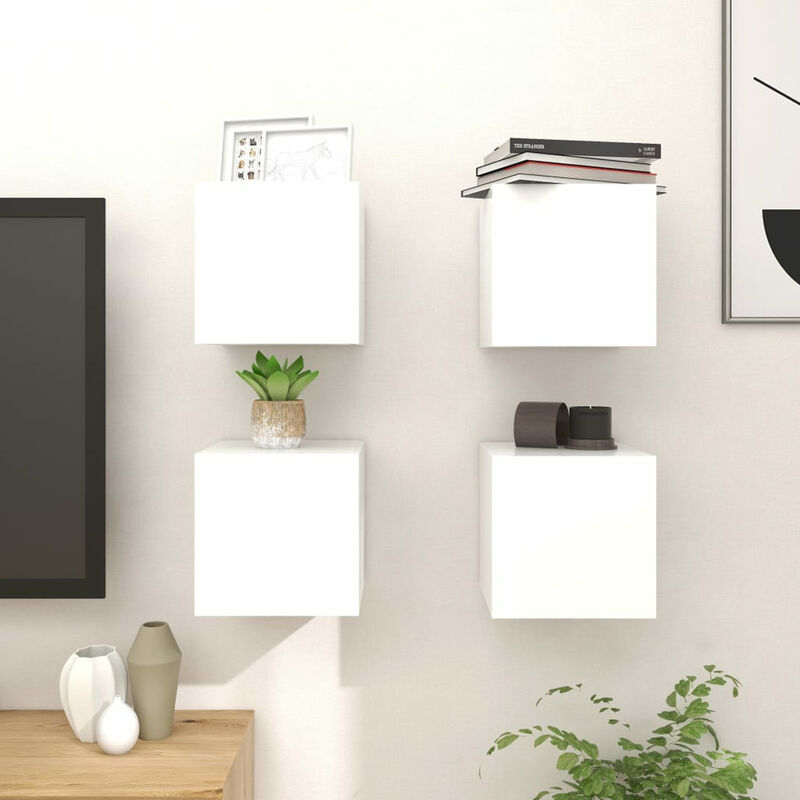 Meubles TV muraux 4 pcs Blanc 30,5x30x30 cm