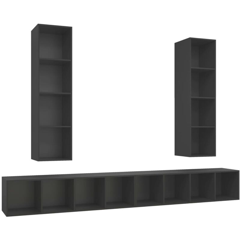 Meubles TV muraux 4 pcs Gris Aggloméré
