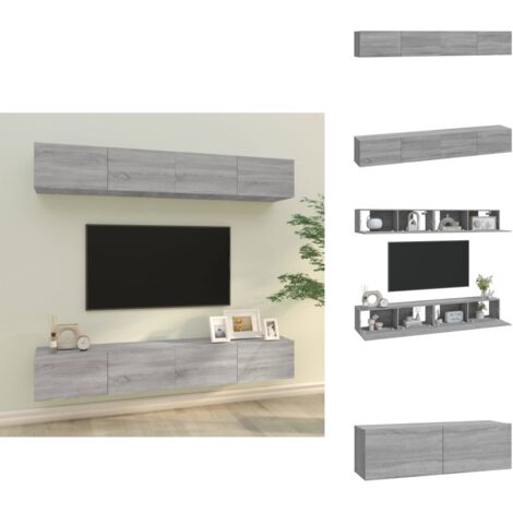 Meubles TV muraux 4 pcs sonoma gris 100x30x30 cm - Meuble Tv Mural - Armoire Tv Murale - Support Tv - Unité Tv - Étagère Murale