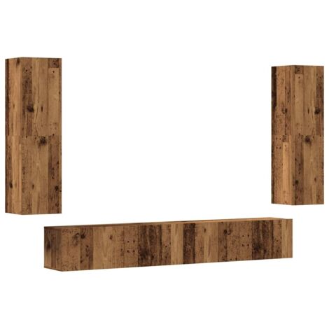 Meubles TV muraux 4 pcs，Banc TV，Armoire TV vieux bois bois d'ingénierie CFW917116