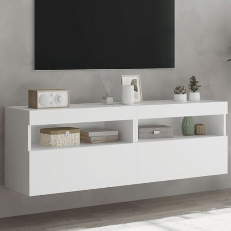 Meubles TV muraux à LED 2 pcs-Banc TV-Meuble Télé blanc 60x30x40 cm 855179