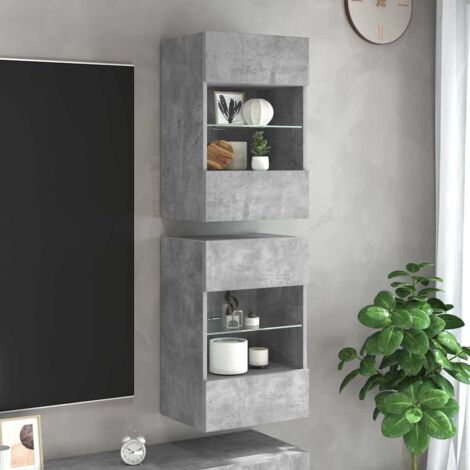 Meubles TV muraux à LED 2 pcs-Banc TV-Meuble Télé gris béton 40x30x60,5 cm 606883