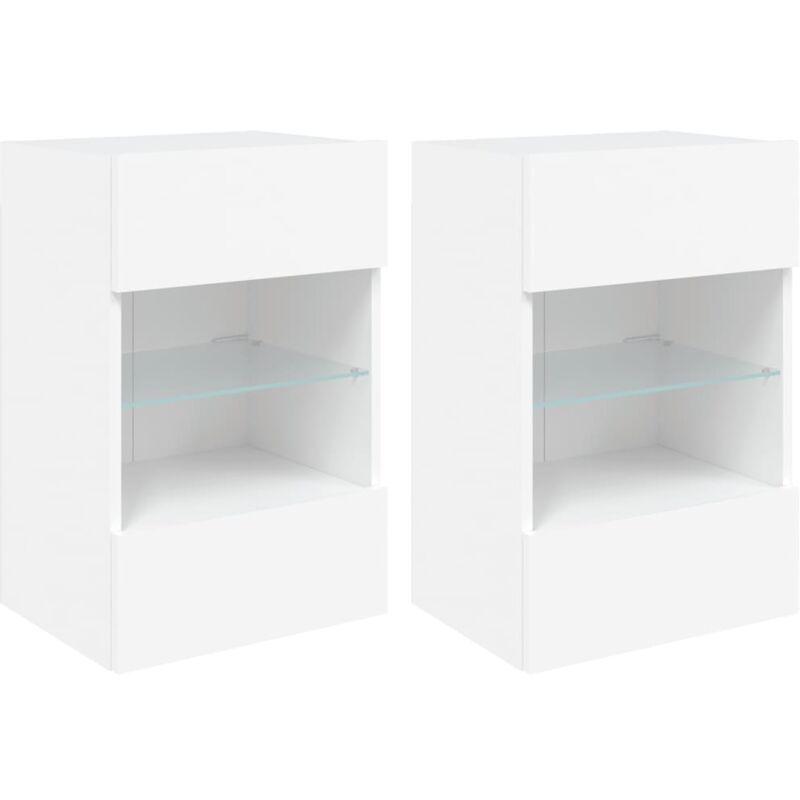 Meubles TV muraux avec lumières LED 2 pcs blanc 40x30x60,5 Meubles TV muraux avec lumières LED 2 pcs blanc 40x30x60,5