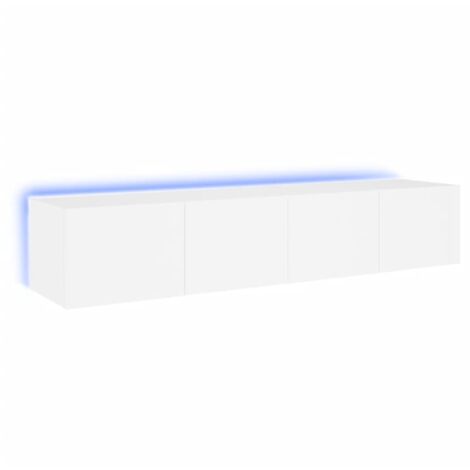 Meubles TV muraux avec lumières LED 2 pcs blanc 80x35x31