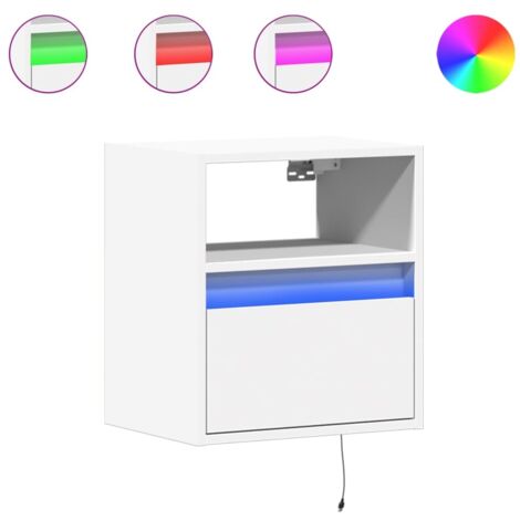 Meubles TV muraux avec lumières LED 2 pcs,Banc TV,Armoire TV blanc 41x31x45 cm CFW737426