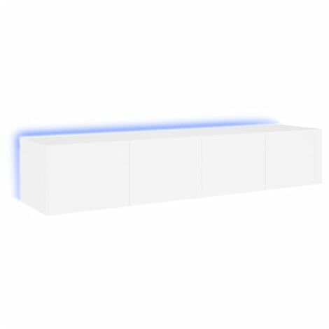 Meubles TV muraux avec lumières LED 2 pcs，Banc TV，Armoire TV blanc 80x35x31 cm CFW258513